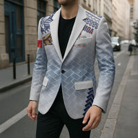 Manu Samoa Rugby Custom White Blazer ʻIe Toga Pattern With Brown Ula fala