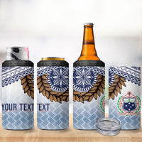 Manu Samoa Rugby Custom White 4 in 1 Can Cooler Tumbler ʻIe Toga Pattern With Brown Ula fala
