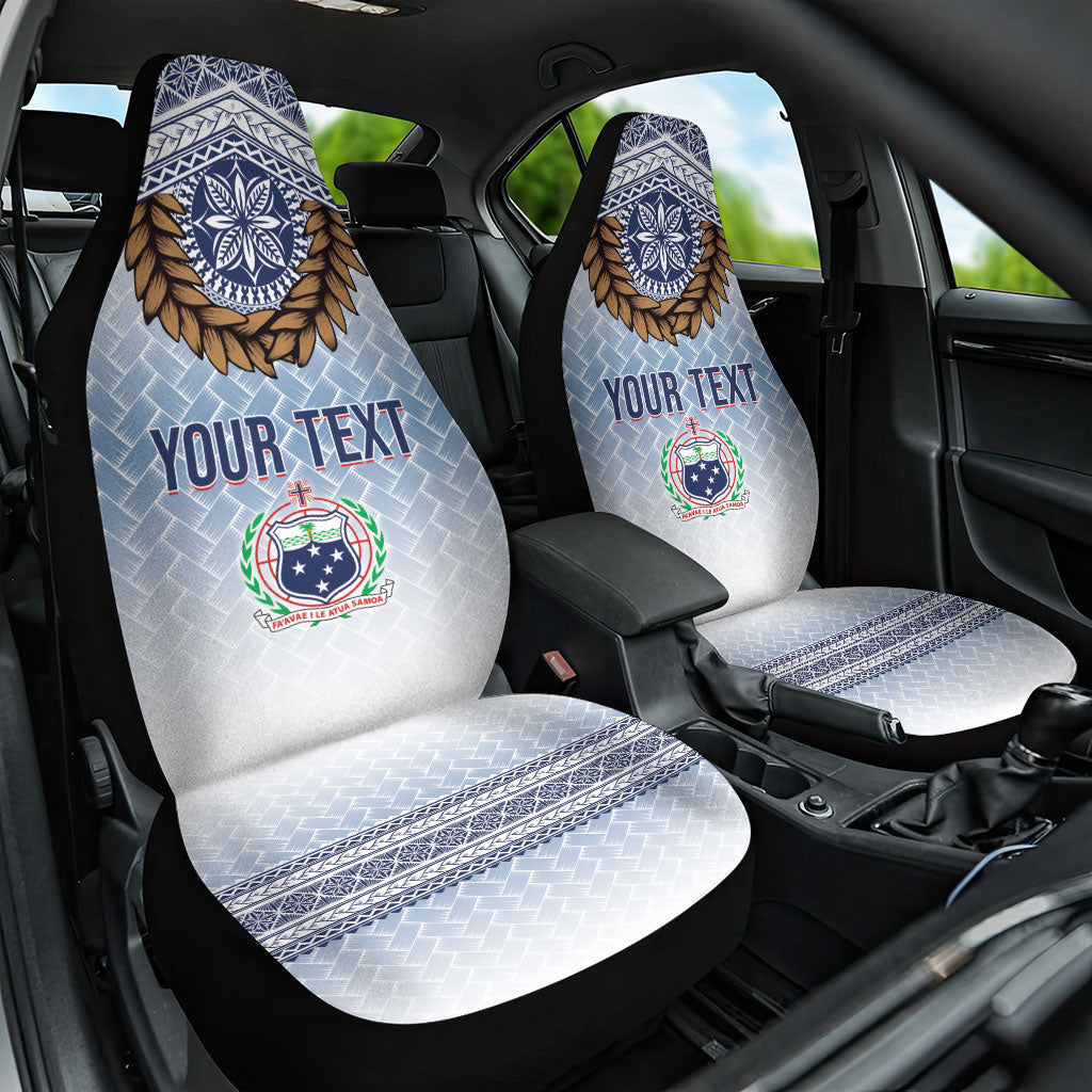 Manu Samoa Rugby Custom White Car Seat Cover ʻIe Toga Pattern With Brown Ula fala