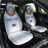 Manu Samoa Rugby Custom White Car Seat Cover ʻIe Toga Pattern With Brown Ula fala