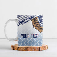 Manu Samoa Rugby Custom White Ceramic Mug ʻIe Toga Pattern With Brown Ula fala