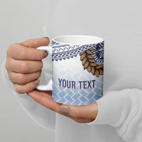 Manu Samoa Rugby Custom White Ceramic Mug ʻIe Toga Pattern With Brown Ula fala