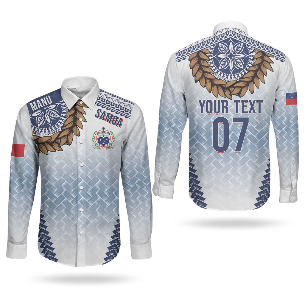 Manu Samoa Rugby Custom White Couples Matching Off Shoulder Maxi Dress and Long Sleeve Button Shirt ʻIe Toga Pattern With Brown Ula fala