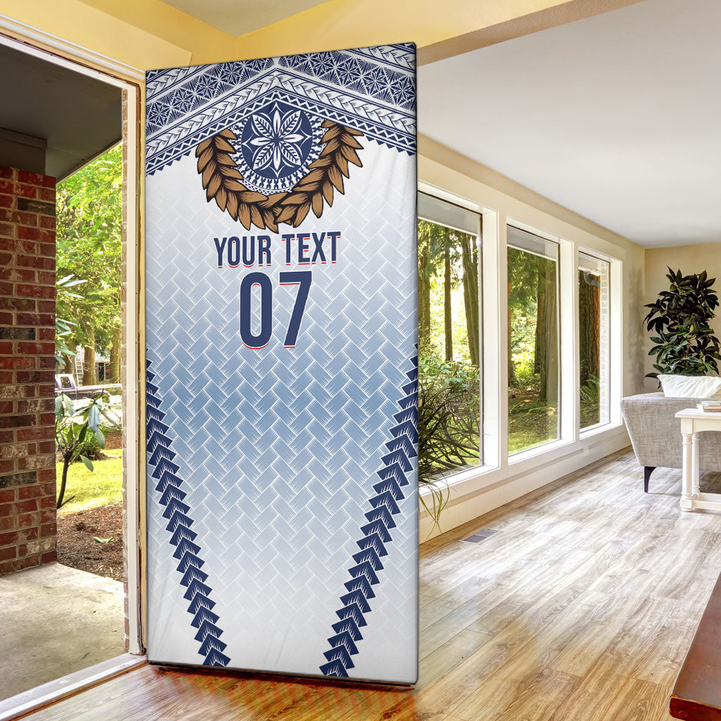 Manu Samoa Rugby Custom White Door Cover ʻIe Toga Pattern With Brown Ula fala