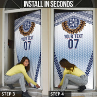 Manu Samoa Rugby Custom White Door Cover ʻIe Toga Pattern With Brown Ula fala