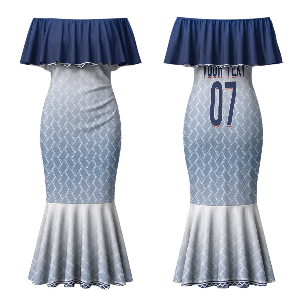 Manu Samoa Rugby Custom White Family Matching Mermaid Dress and Hawaiian Shirt ʻIe Toga Pattern With Brown Ula fala