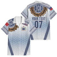 Manu Samoa Rugby Custom White Family Matching Mermaid Dress and Hawaiian Shirt ʻIe Toga Pattern With Brown Ula fala