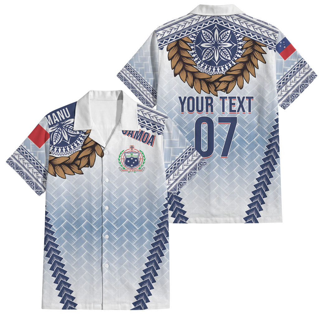 Manu Samoa Rugby Custom White Family Matching Off The Shoulder Long Sleeve Dress and Hawaiian Shirt ʻIe Toga Pattern With Brown Ula fala