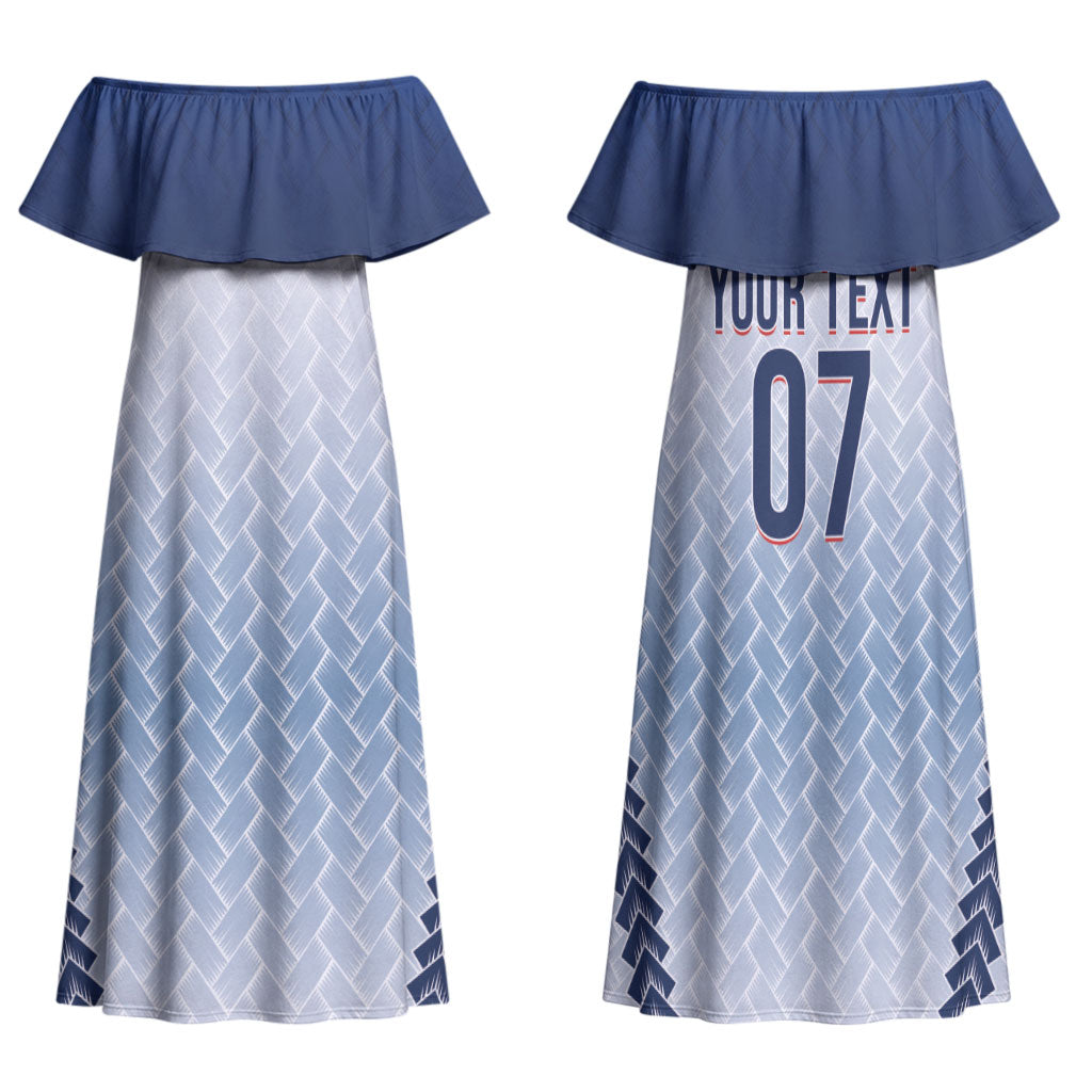 Manu Samoa Rugby Custom White Family Matching Off Shoulder Maxi Dress and Hawaiian Shirt ʻIe Toga Pattern With Brown Ula fala