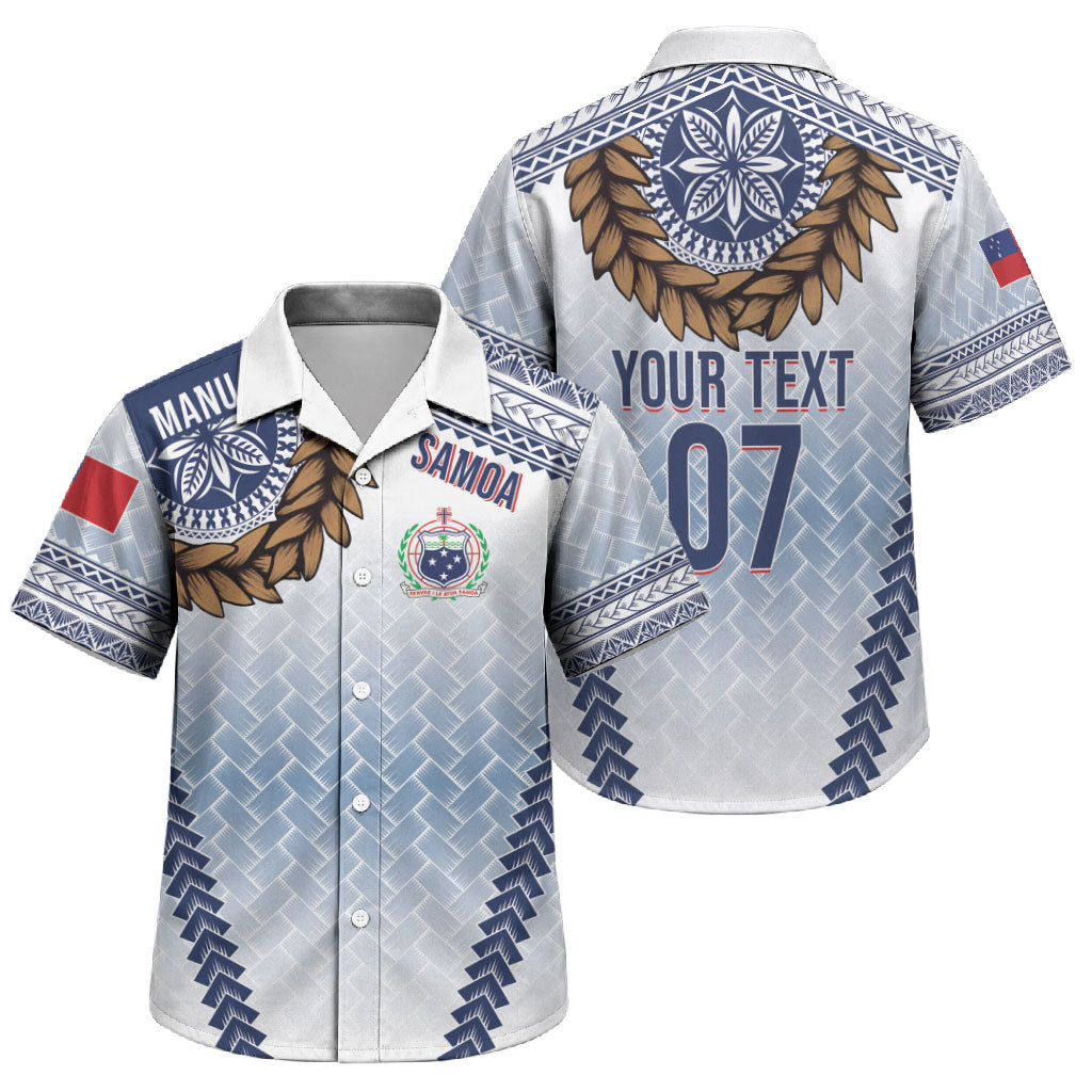 Manu Samoa Rugby Custom White Family Matching Puletasi and Hawaiian Shirt ʻIe Toga Pattern With Brown Ula fala