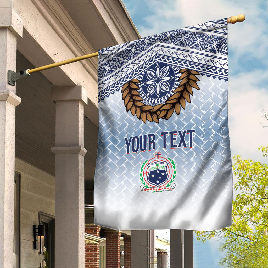 Manu Samoa Rugby Custom White Garden Flag ʻIe Toga Pattern With Brown Ula fala