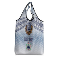 Manu Samoa Rugby Custom White Grocery Bag ʻIe Toga Pattern With Brown Ula fala