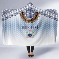 Manu Samoa Rugby Custom White Hooded Blanket ʻIe Toga Pattern With Brown Ula fala