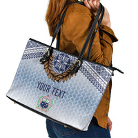 Manu Samoa Rugby Custom White Leather Tote Bag ʻIe Toga Pattern With Brown Ula fala