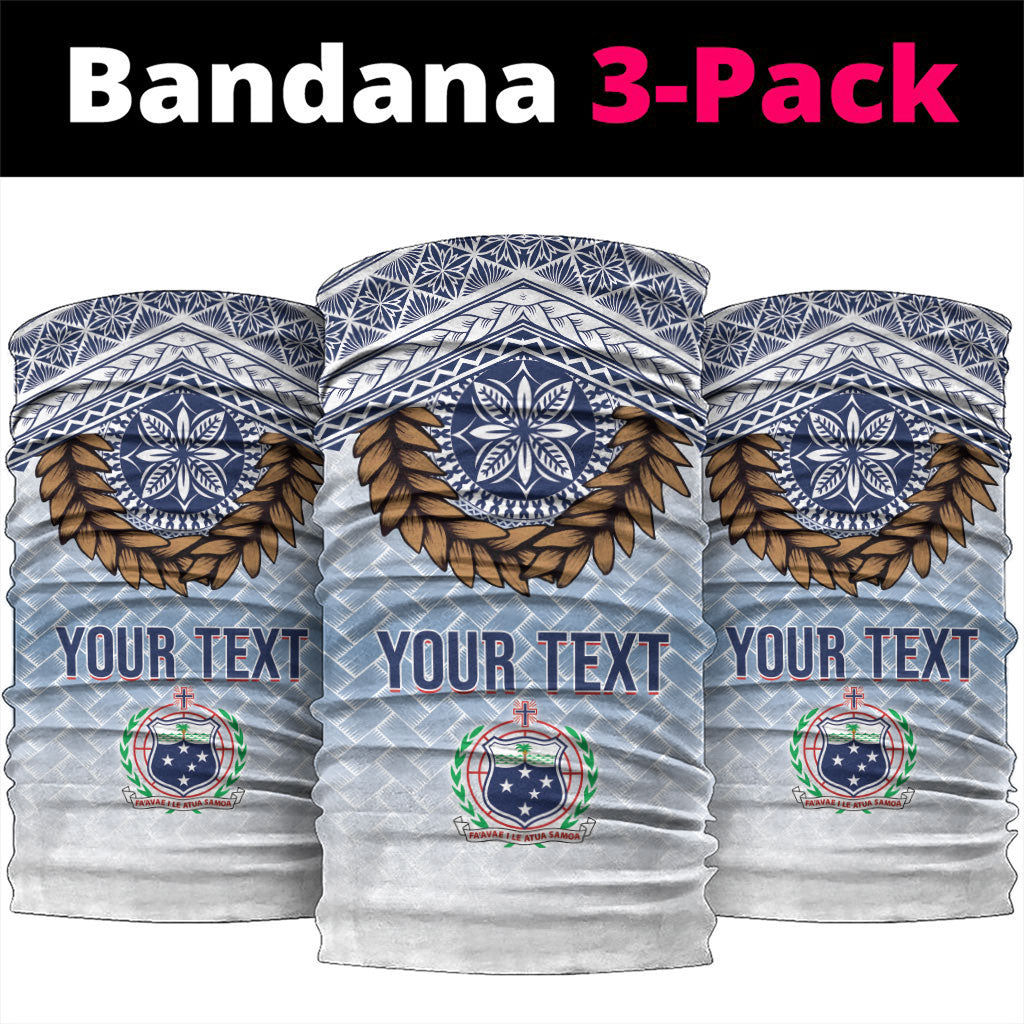 Manu Samoa Rugby Custom White Neck Gaiter ʻIe Toga Pattern With Brown Ula fala