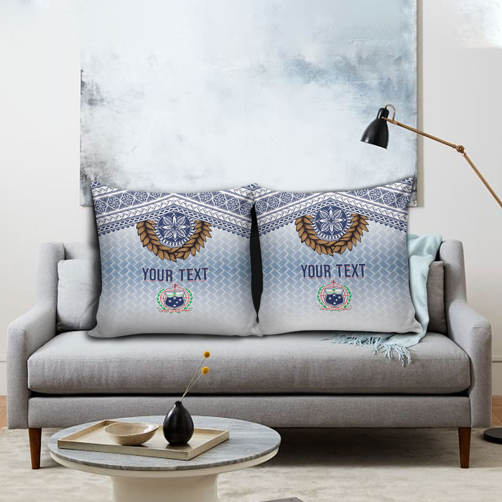 Manu Samoa Rugby Custom White Pillow Cover ʻIe Toga Pattern With Brown Ula fala