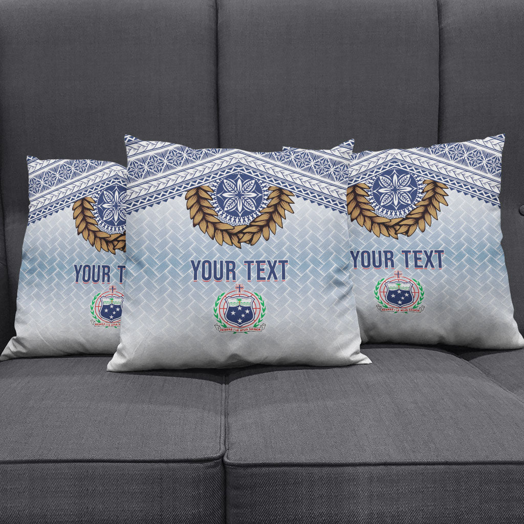 Manu Samoa Rugby Custom White Pillow Cover ʻIe Toga Pattern With Brown Ula fala