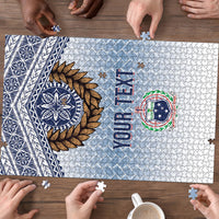 Manu Samoa Rugby Custom White Puzzle ʻIe Toga Pattern With Brown Ula fala