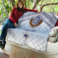 Manu Samoa Rugby Custom White Quilt ʻIe Toga Pattern With Brown Ula fala
