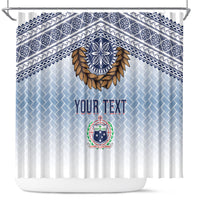 Manu Samoa Rugby Custom White Shower Curtain ʻIe Toga Pattern With Brown Ula fala