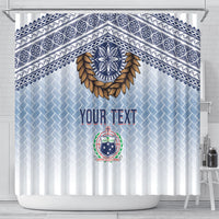 Manu Samoa Rugby Custom White Shower Curtain ʻIe Toga Pattern With Brown Ula fala