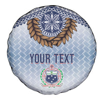Manu Samoa Rugby Custom White Spare Tire Cover ʻIe Toga Pattern With Brown Ula fala