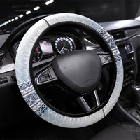 Manu Samoa Rugby White Steering Wheel Cover ʻIe Toga Pattern With Brown Ula fala