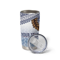 Manu Samoa Rugby Custom White Tumbler Cup ʻIe Toga Pattern With Brown Ula fala