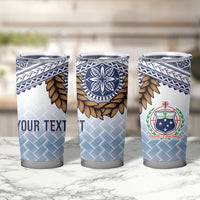 Manu Samoa Rugby Custom White Tumbler Cup ʻIe Toga Pattern With Brown Ula fala