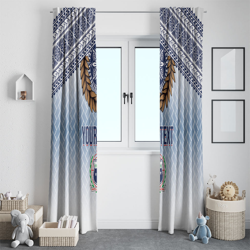 Manu Samoa Rugby Custom White Window Curtain ʻIe Toga Pattern With Brown Ula fala
