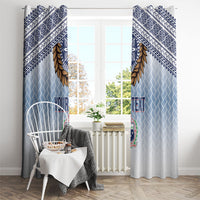 Manu Samoa Rugby Custom White Window Curtain ʻIe Toga Pattern With Brown Ula fala