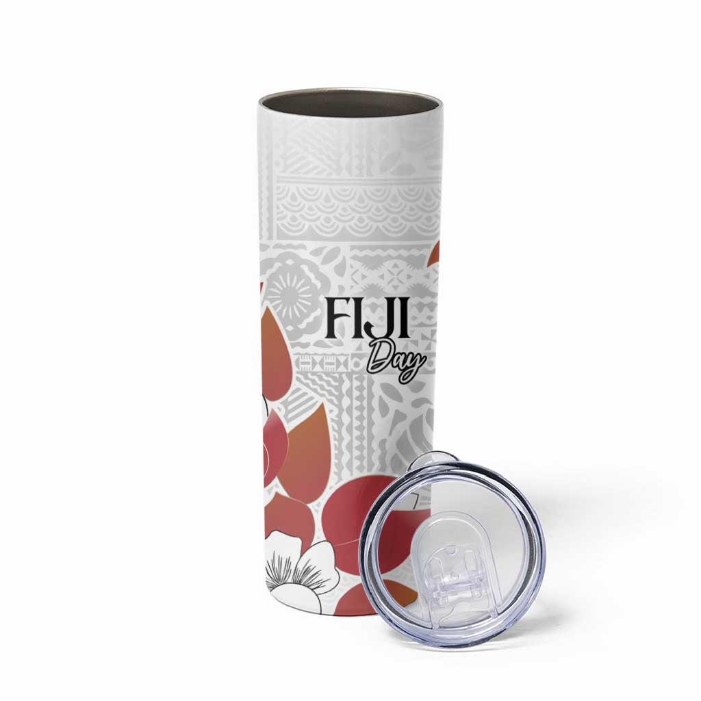 Bula Fiji Day Skinny Tumbler Tagimaucia on Masi Pattern LT7 - Polynesian Pride
