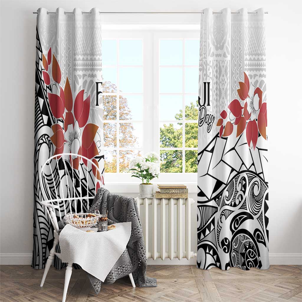 Bula Fiji Day Window Curtain Tagimaucia on Masi Pattern