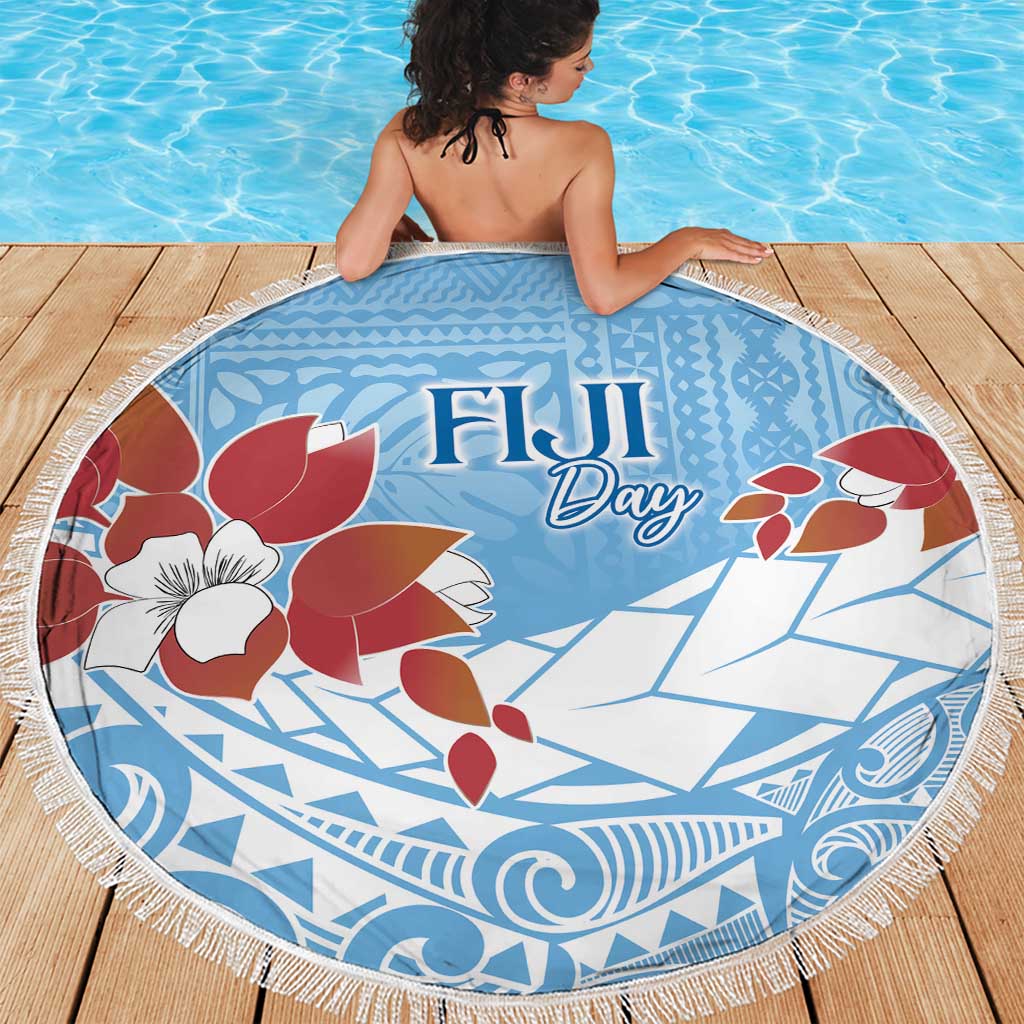 Bula Fiji Day Beach Blanket Tagimaucia on Masi Pattern - Turquoise