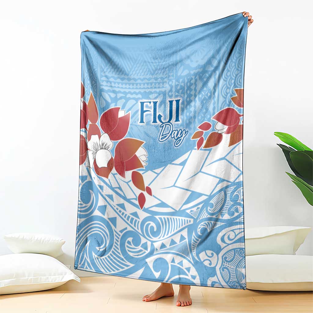 Bula Fiji Day Blanket Tagimaucia on Masi Pattern - Turquoise LT7 - Polynesian Pride