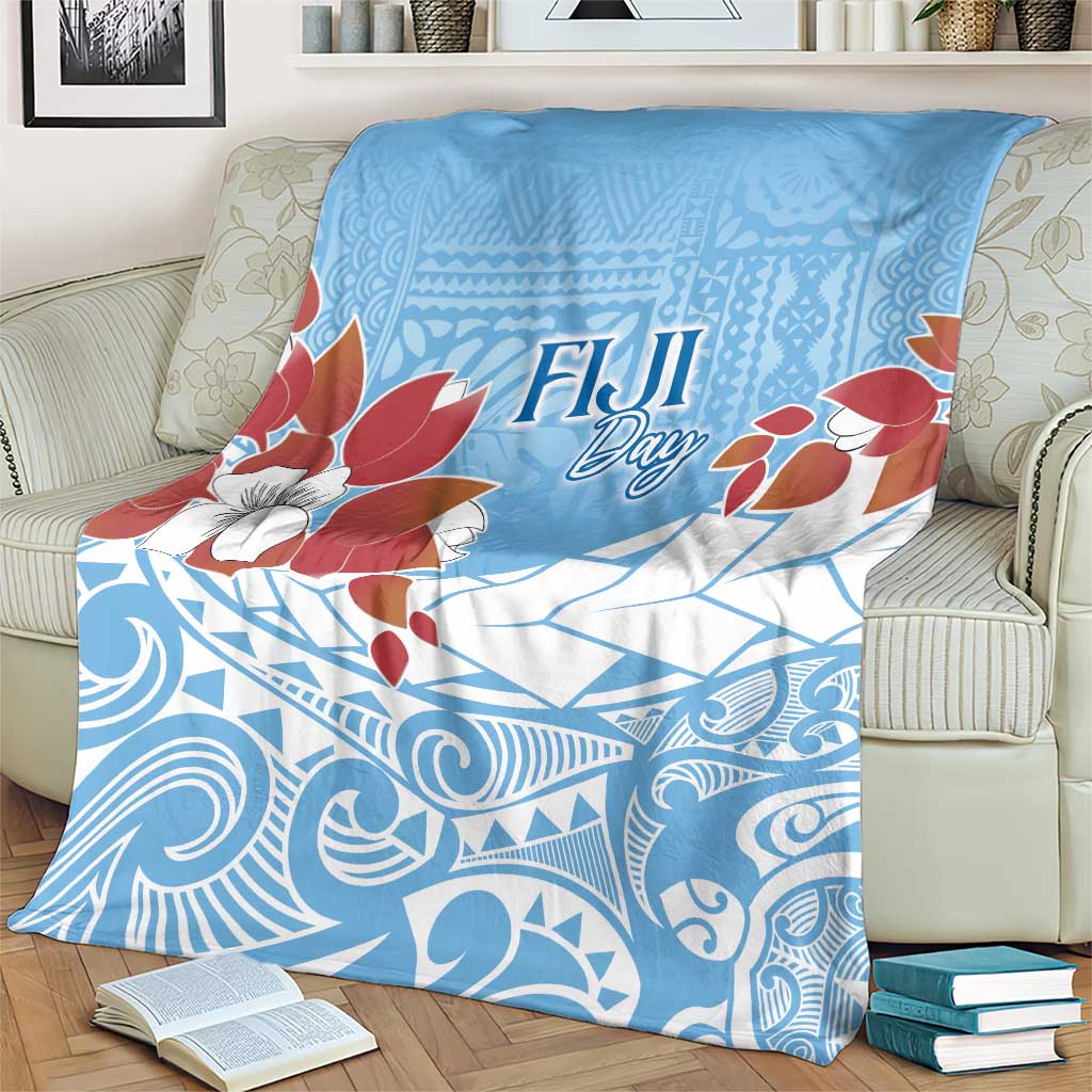 Bula Fiji Day Blanket Tagimaucia on Masi Pattern - Turquoise LT7 - Polynesian Pride