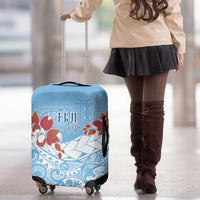 Bula Fiji Day Luggage Cover Tagimaucia on Masi Pattern - Turquoise LT7 - Polynesian Pride
