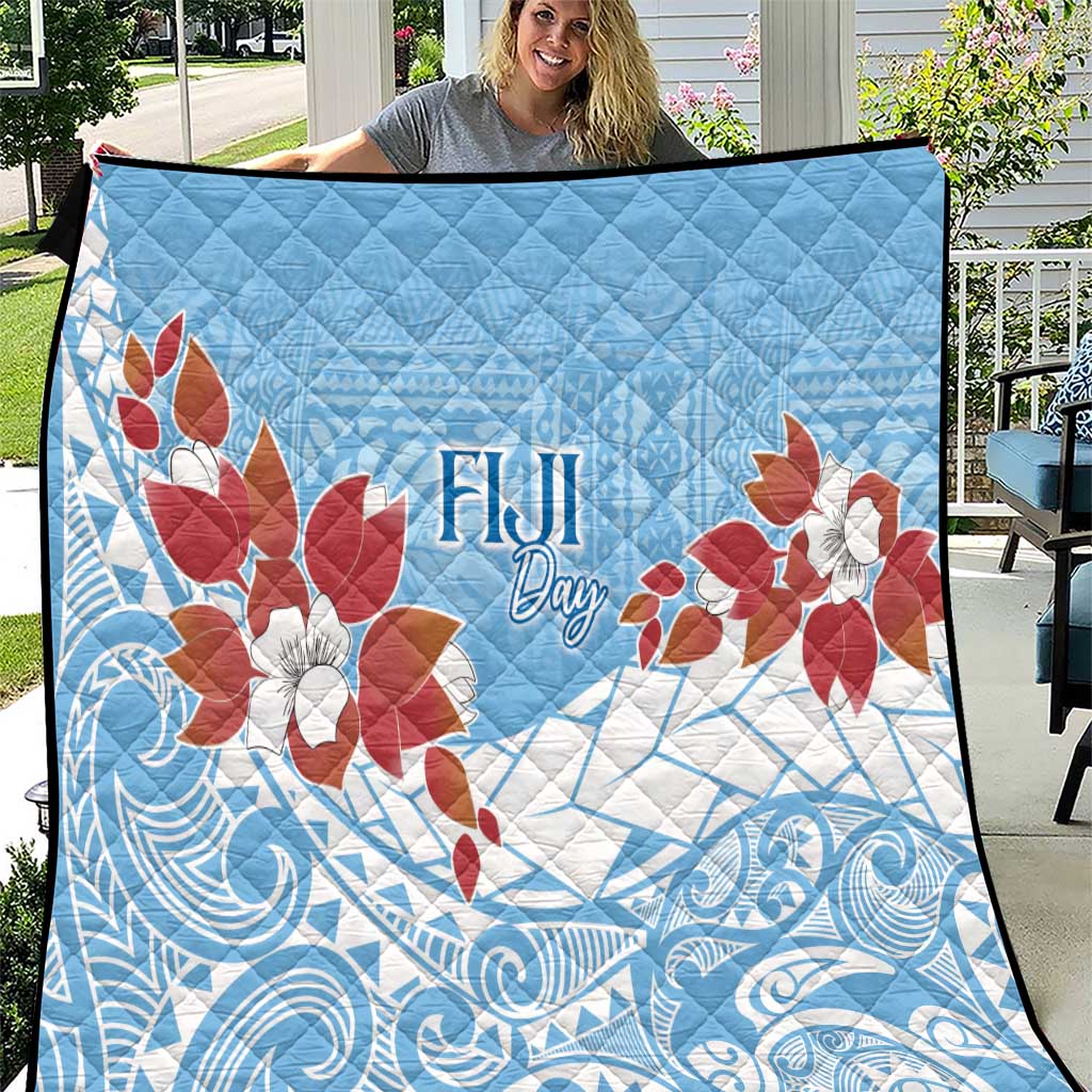 Bula Fiji Day Quilt Tagimaucia on Masi Pattern - Turquoise LT7 Turquoise - Polynesian Pride