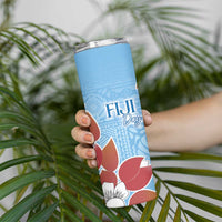 Bula Fiji Day Skinny Tumbler Tagimaucia on Masi Pattern - Turquoise LT7 - Polynesian Pride