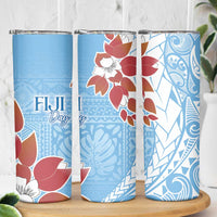 Bula Fiji Day Skinny Tumbler Tagimaucia on Masi Pattern - Turquoise LT7 - Polynesian Pride