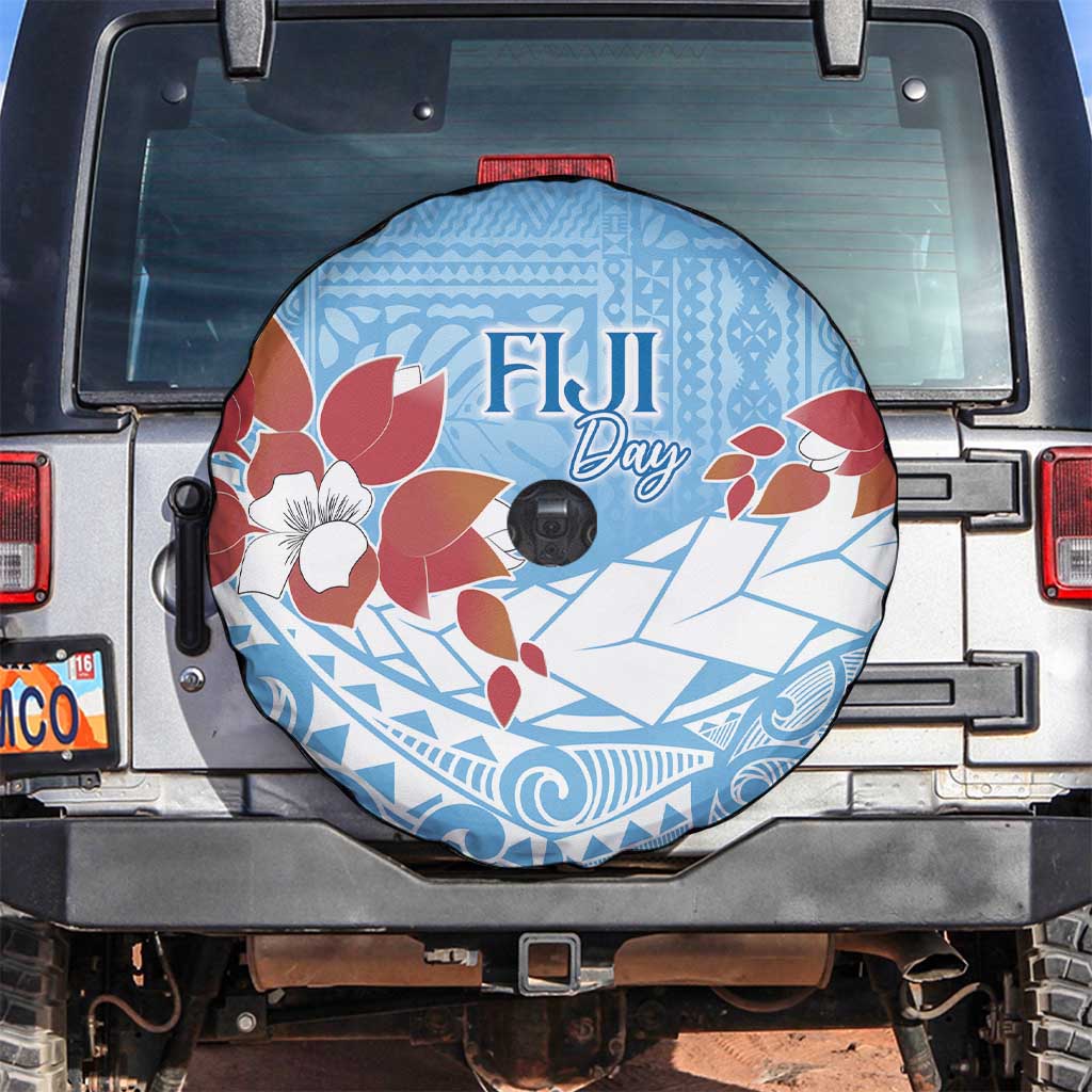 Bula Fiji Day Spare Tire Cover Tagimaucia on Masi Pattern - Turquoise LT7 Turquoise - Polynesian Pride