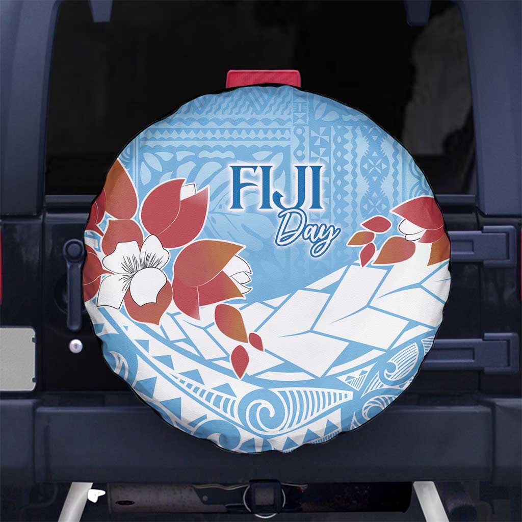 Bula Fiji Day Spare Tire Cover Tagimaucia on Masi Pattern - Turquoise