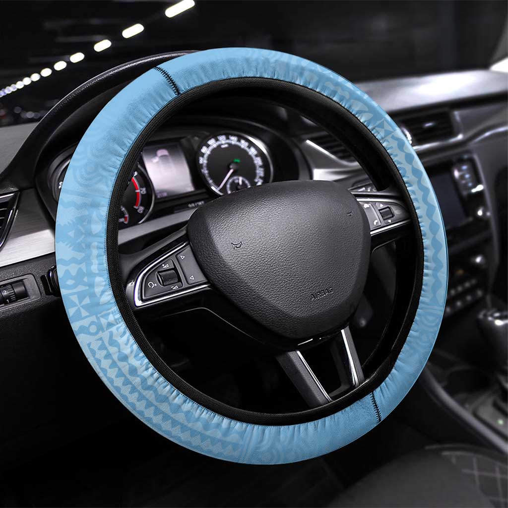 Bula Fiji Day Steering Wheel Cover Tagimaucia on Masi Pattern - Turquoise LT7 Universal Fit Turquoise - Polynesian Pride