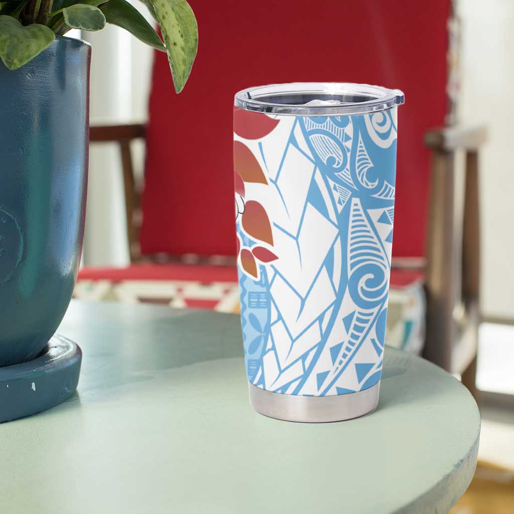 Bula Fiji Day Tumbler Cup Tagimaucia on Masi Pattern - Turquoise