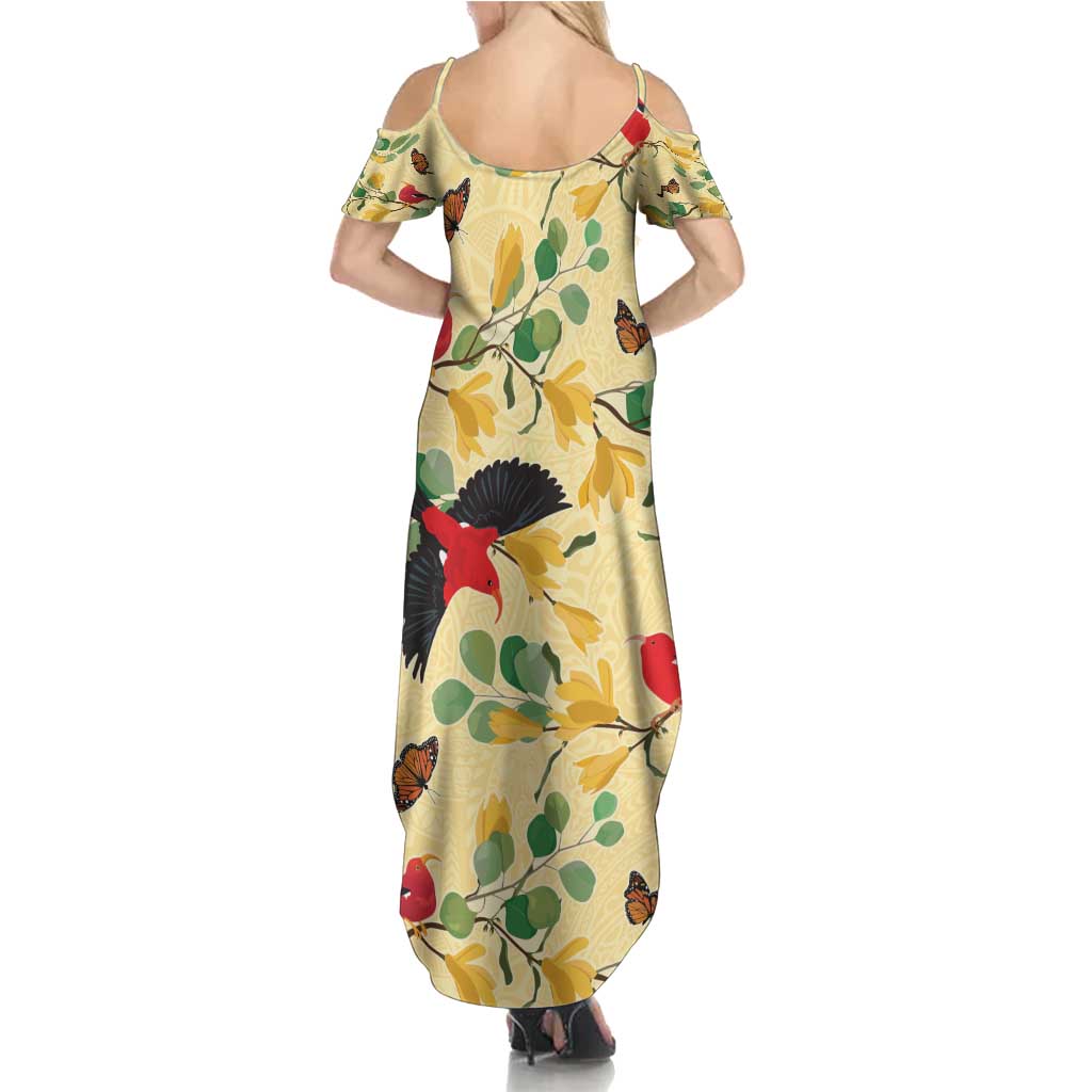Aloha Hawaii Family Matching Summer Maxi Dress and Hawaiian Shirt I'iwi on Mamane Pastel Cream LT7 - Polynesian Pride