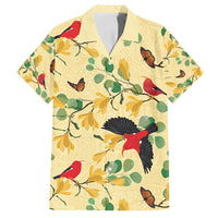 Aloha Hawaii Family Matching Tank Maxi Dress and Hawaiian Shirt I'iwi on Mamane Pastel Cream LT7 Dad's Shirt - Short Sleeve Light Yellow - Polynesian Pride