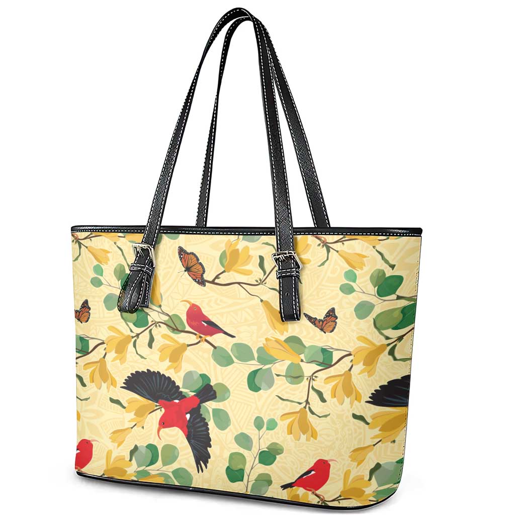 Aloha Hawaii Leather Tote Bag I'iwi on Mamane Pastel Cream