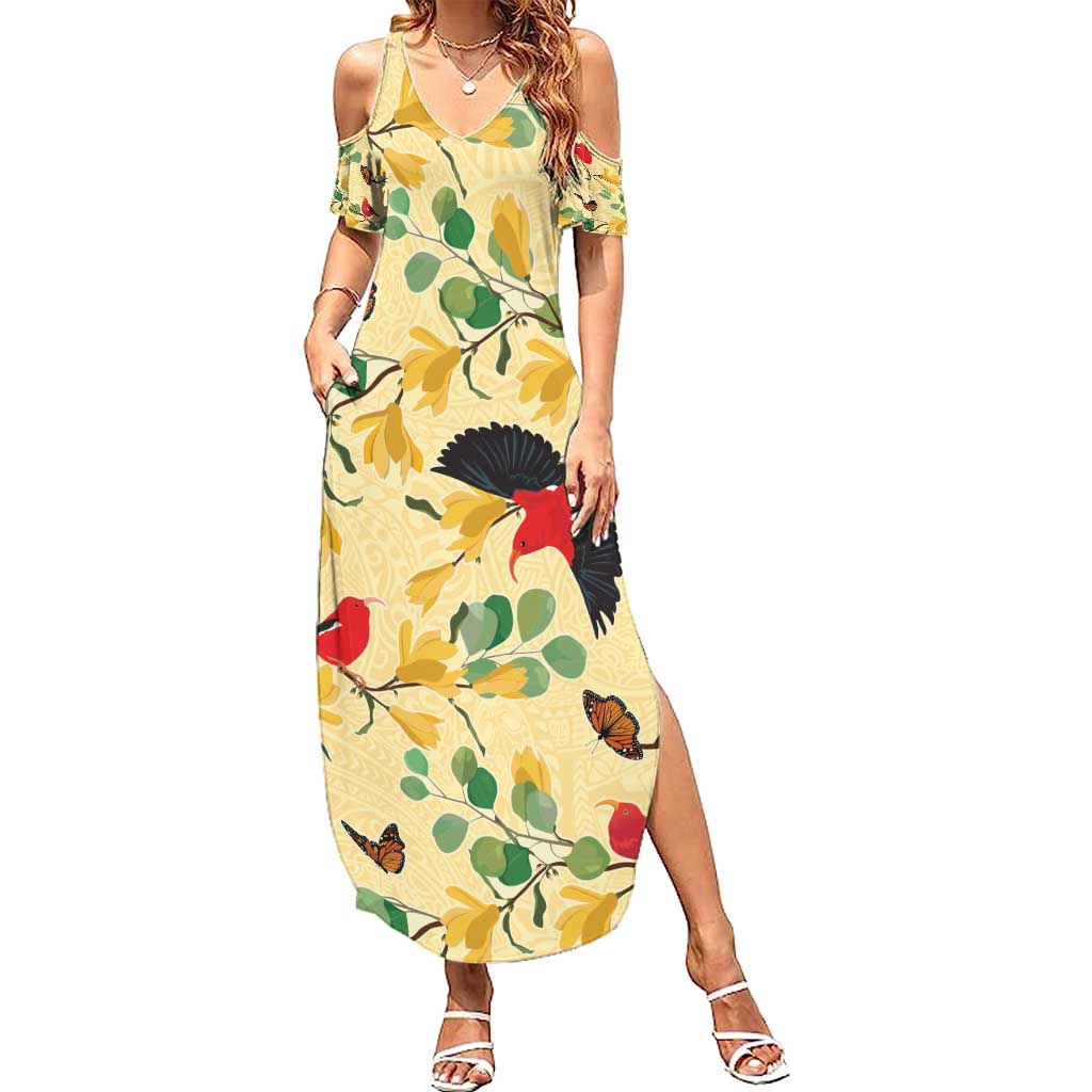 Aloha Hawaii Summer Maxi Dress I'iwi on Mamane Pastel Cream LT7 -  Polynesian Pride