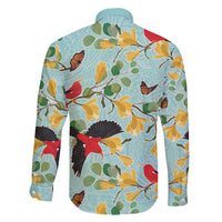 Aloha Hawaii Family Matching Long Sleeve Bodycon Dress and Hawaiian Shirt I'iwi on Mamane Pastel Turquoise