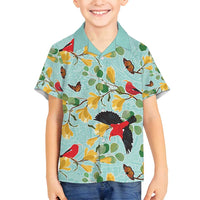 Aloha Hawaii Family Matching Summer Maxi Dress and Hawaiian Shirt I'iwi on Mamane Pastel Turquoise LT7 Son's Shirt Turquoise - Polynesian Pride